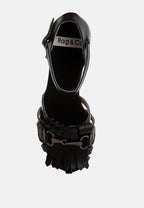  Ramita Horsebit Fringe Flat Sandals