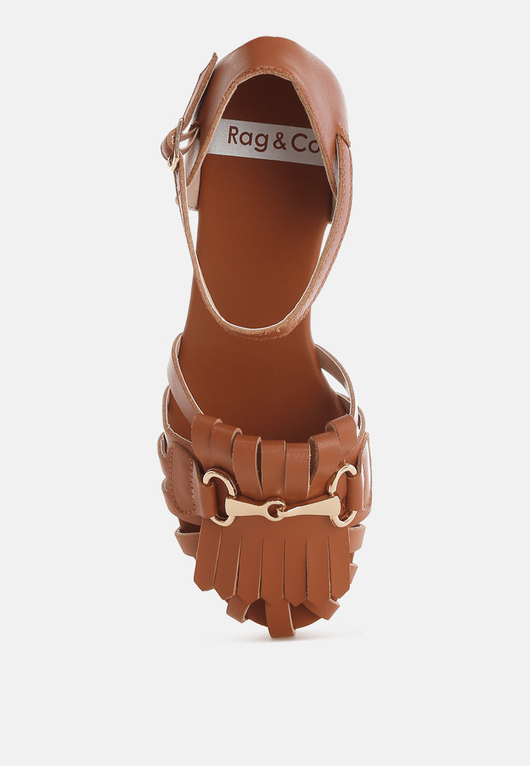  Ramita Horsebit Fringe Flat Sandals