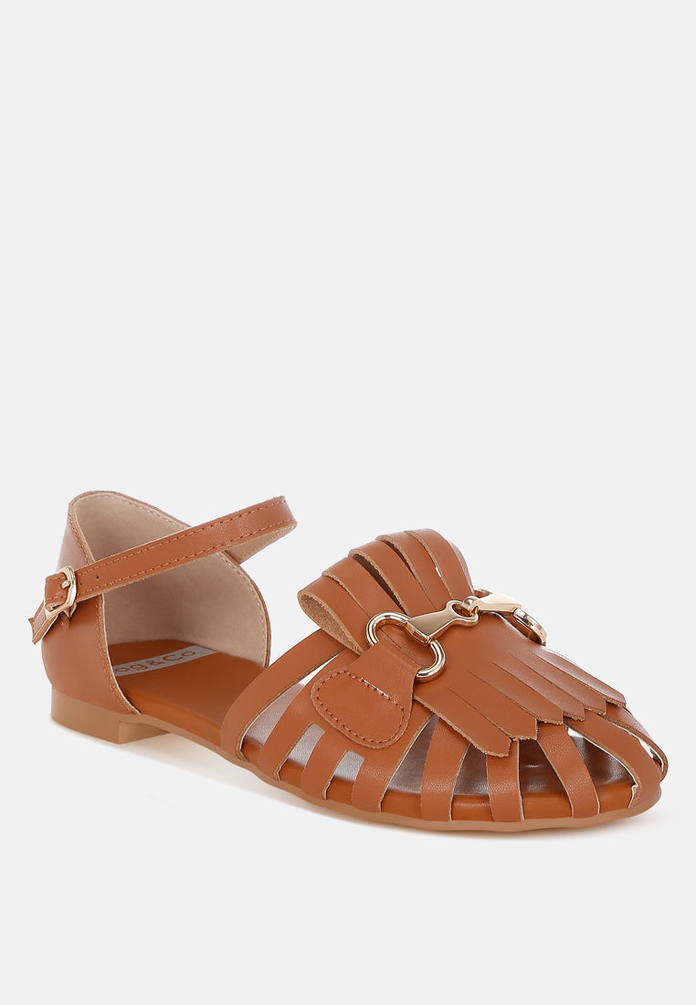 Ramita Horsebit Fringe Flat Sandals