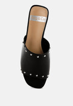  Renaldi Genuine Leather Studded Slip-On Flats