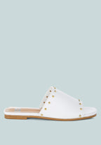  Renaldi Genuine Leather Studded Slip-On Flats