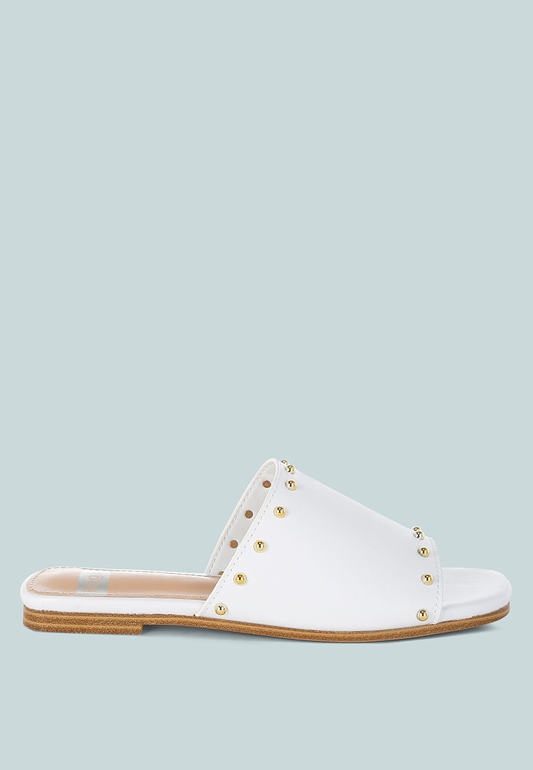  Renaldi Genuine Leather Studded Slip-On Flats