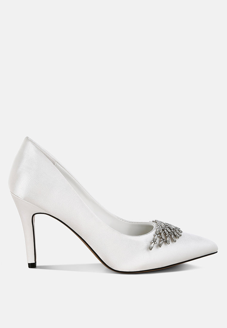  Rhodolia Diamante Brooch Detail Satin Pumps
