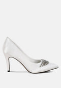  Rhodolia Diamante Brooch Detail Satin Pumps