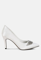  Rhodolia Diamante Brooch Detail Satin Pumps