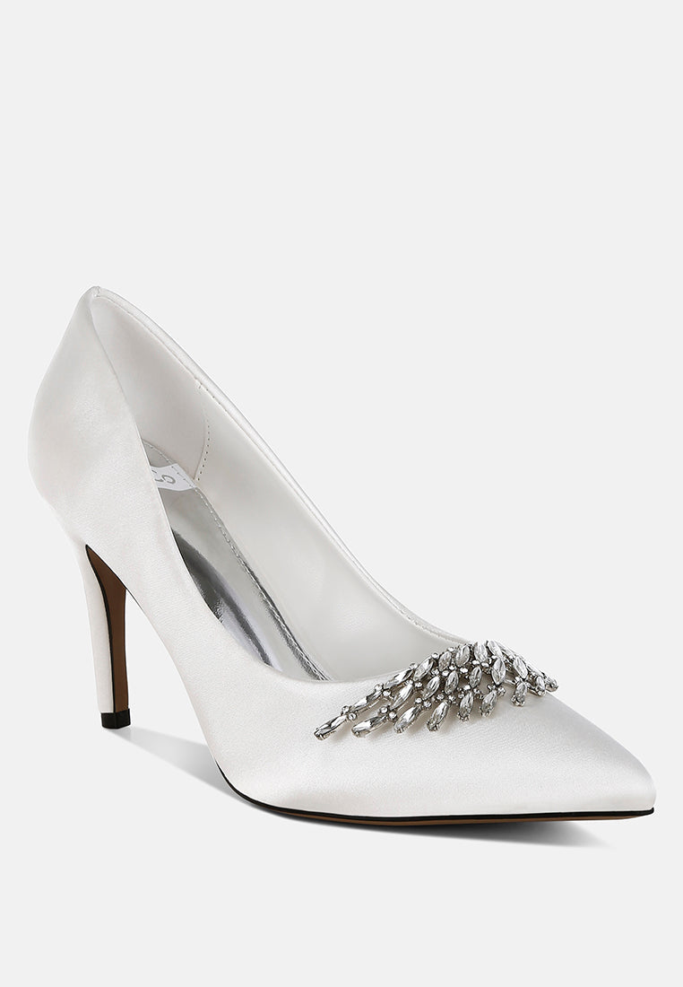  Rhodolia Diamante Brooch Detail Satin Pumps