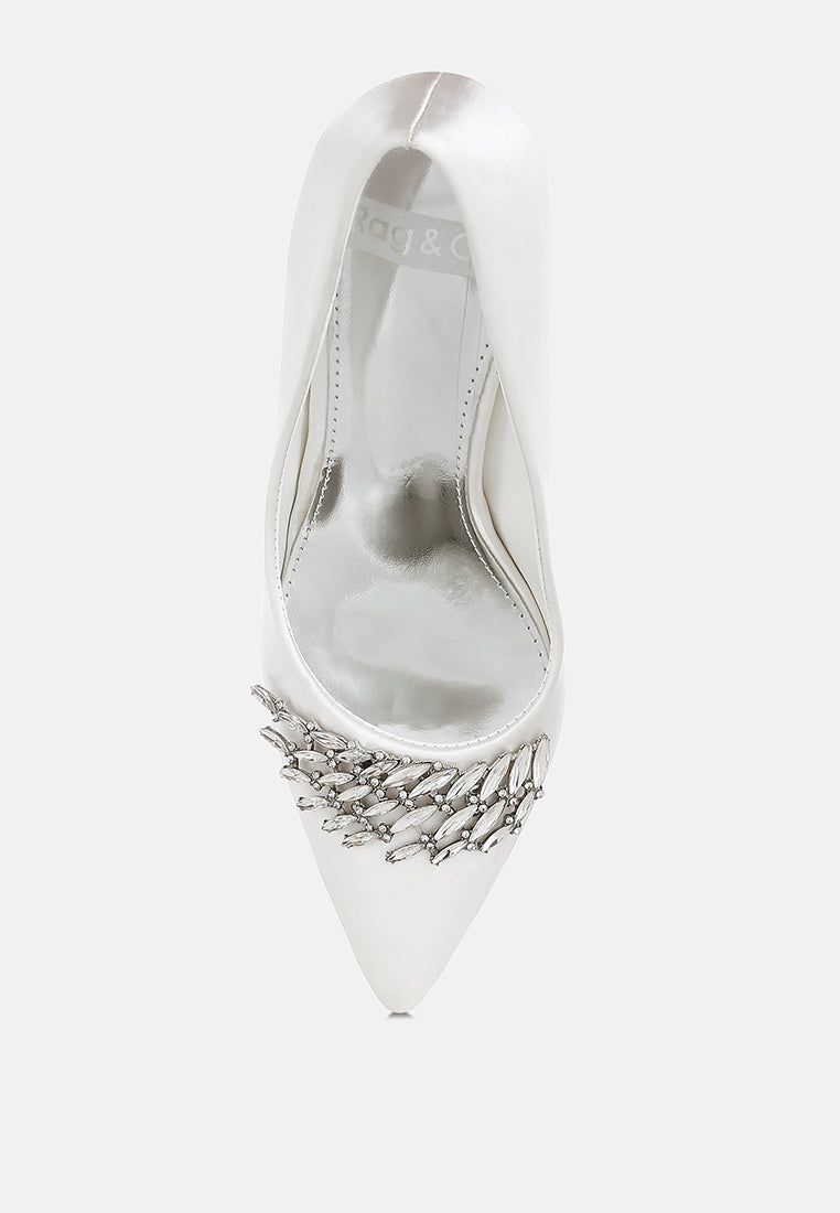  Rhodolia Diamante Brooch Detail Satin Pumps
