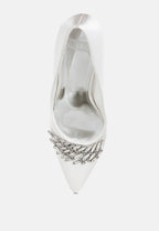 Rhodolia Diamante Brooch Detail Satin Pumps