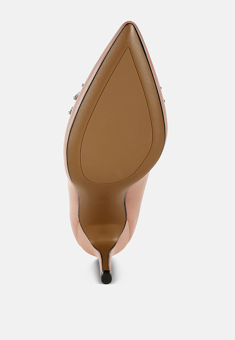  Rhodolia Diamante Brooch Detail Satin Pumps