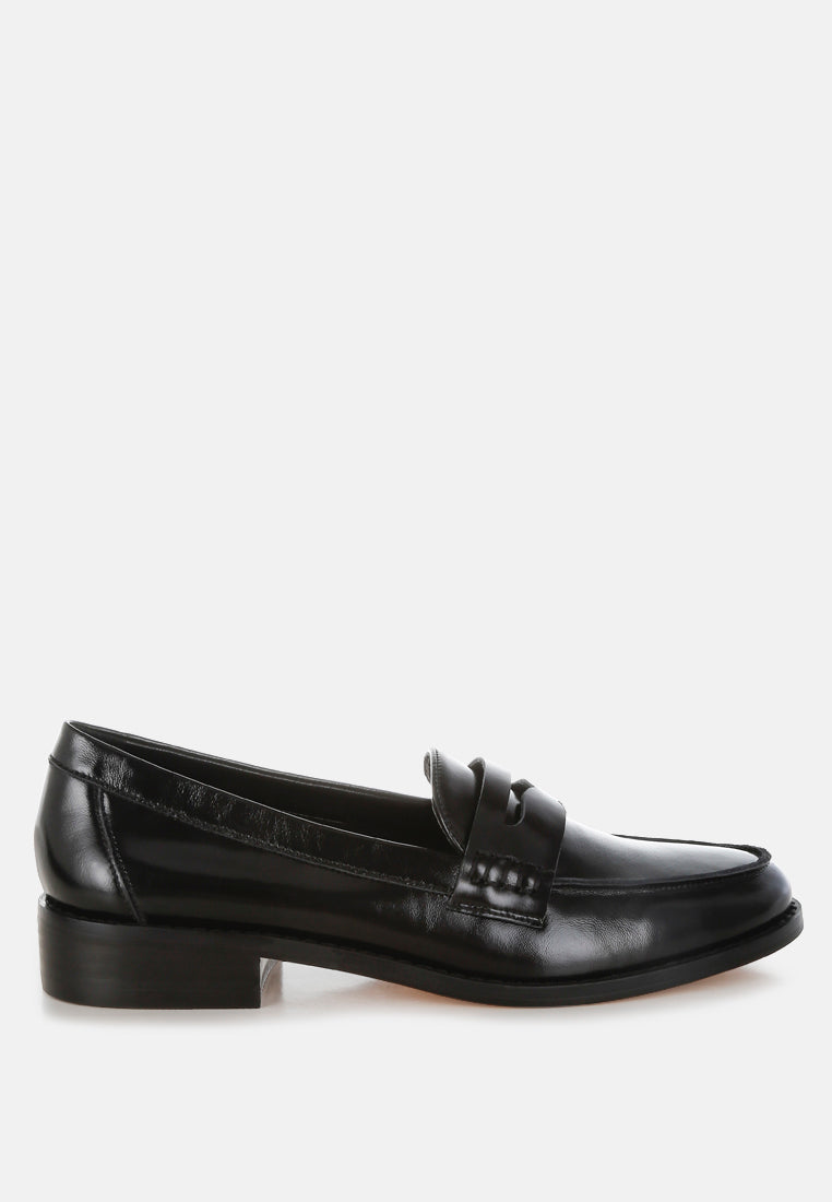  Roxana Real Leather Penny Strap Loafers