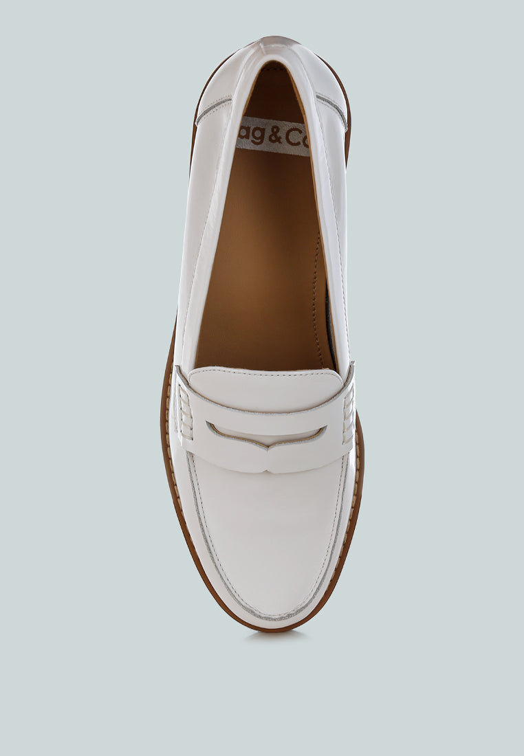  Roxana Real Leather Penny Strap Loafers