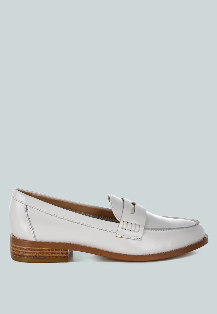  Roxana Real Leather Penny Strap Loafers