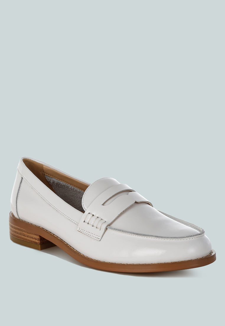  Roxana Real Leather Penny Strap Loafers