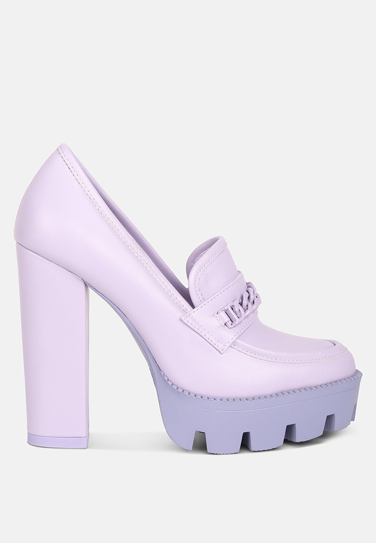  CORINNE Lilac Chain Embellished Chunky Loafers