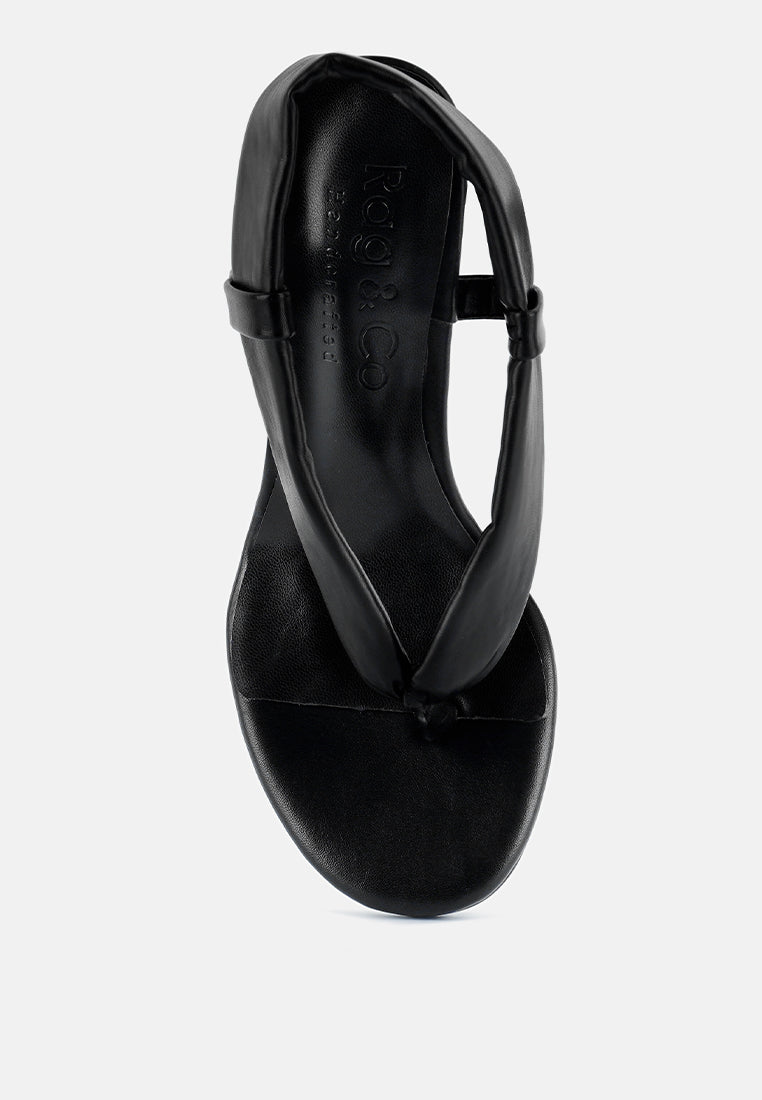  SINGLES Black Stiletto Heel Thong Sandals