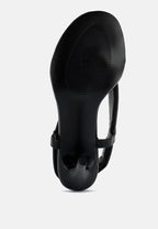  SINGLES Black Stiletto Heel Thong Sandals
