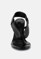  SINGLES Black Stiletto Heel Thong Sandals