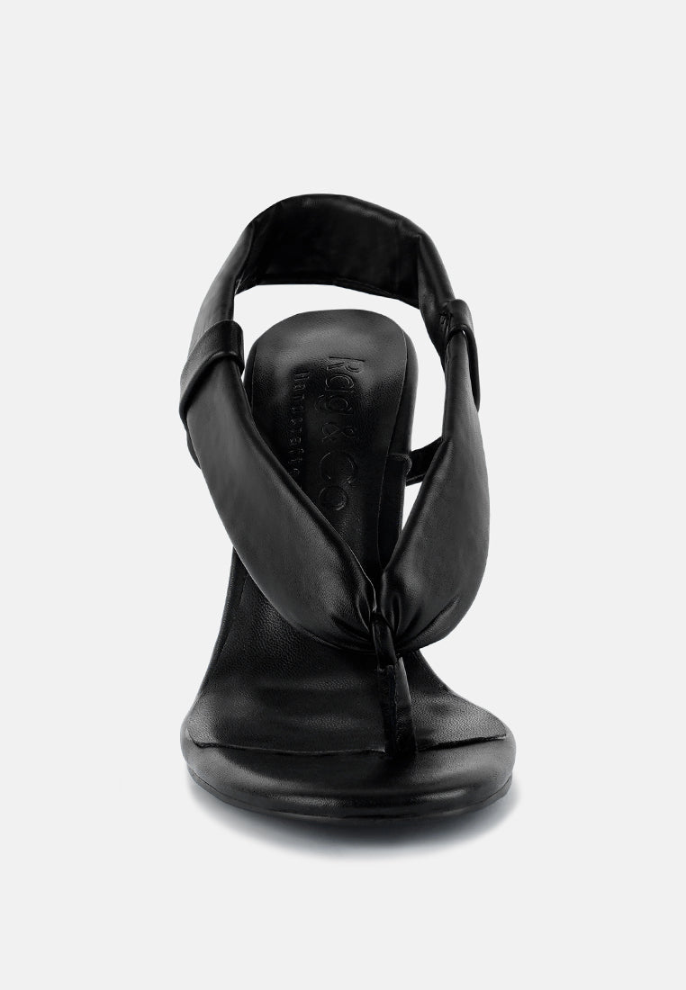  SINGLES Black Stiletto Heel Thong Sandals
