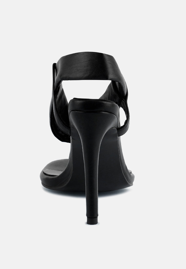  SINGLES Black Stiletto Heel Thong Sandals
