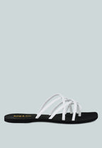  SWEETIN White Strappy Flat Slip On Sandals