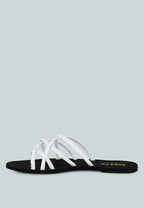  SWEETIN White Strappy Flat Slip On Sandals