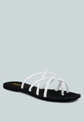  SWEETIN White Strappy Flat Slip On Sandals