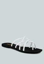  SWEETIN White Strappy Flat Slip On Sandals