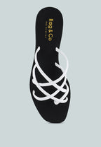  SWEETIN White Strappy Flat Slip On Sandals