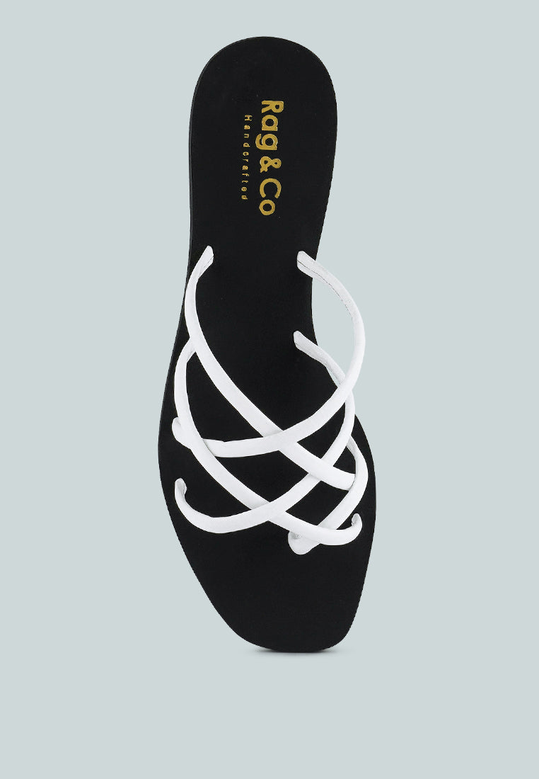  SWEETIN White Strappy Flat Slip On Sandals