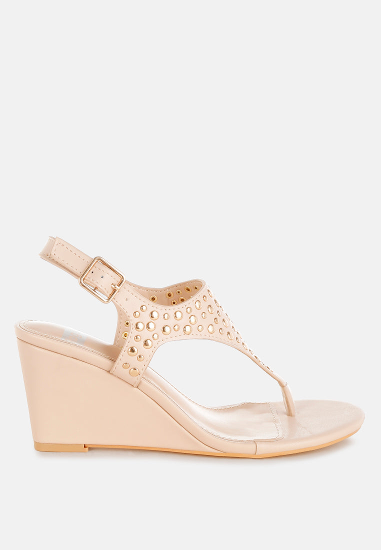  Sappho Studded Thong Toe Wedges