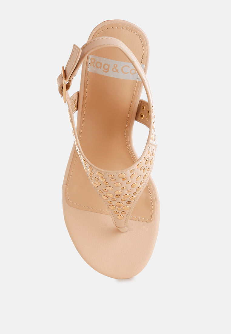  Sappho Studded Thong Toe Wedges