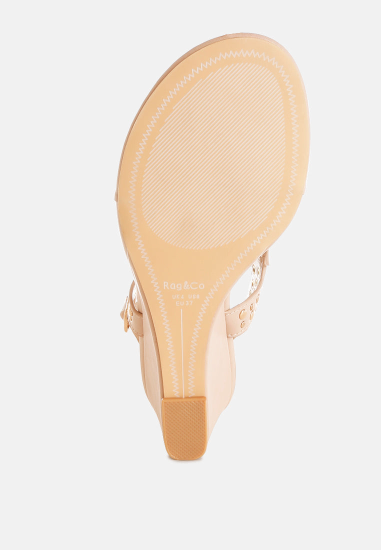  Sappho Studded Thong Toe Wedges