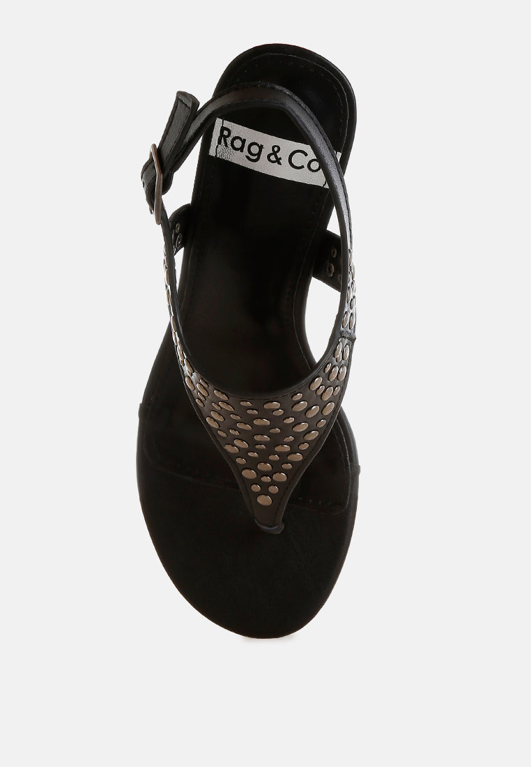  Sappho Studded Thong Toe Wedges