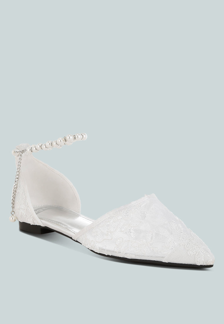  Shrami Pearl & Rhinestone Strap Flat Sandals