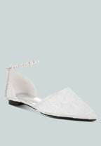  Shrami Pearl & Rhinestone Strap Flat Sandals