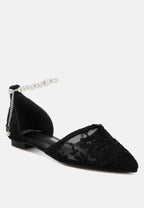  Shrami Pearl & Rhinestone Strap Flat Sandals