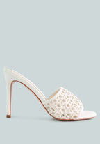  TEASE Off White Woven Stiletto Slides