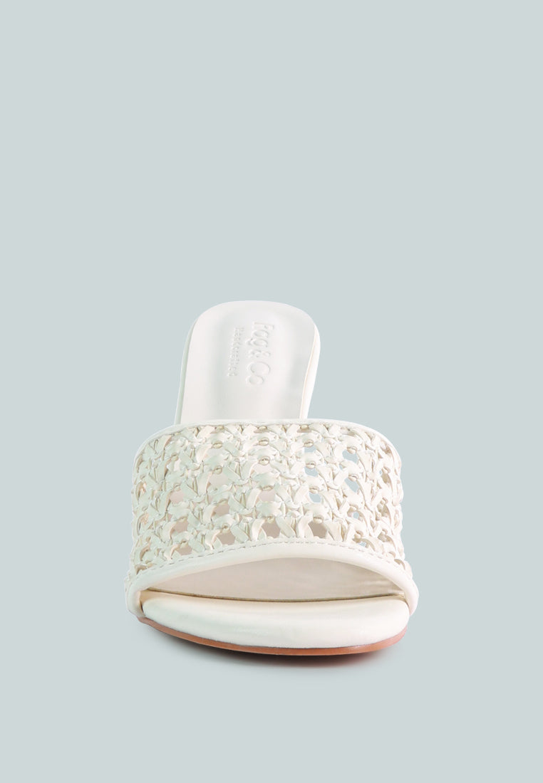  TEASE Off White Woven Stiletto Slides