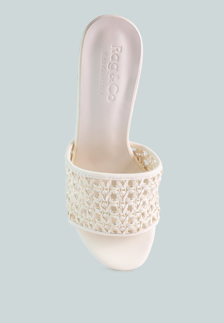  TEASE Off White Woven Stiletto Slides