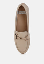  Taranis Monochromatic Horsebit Real Leather Loafers