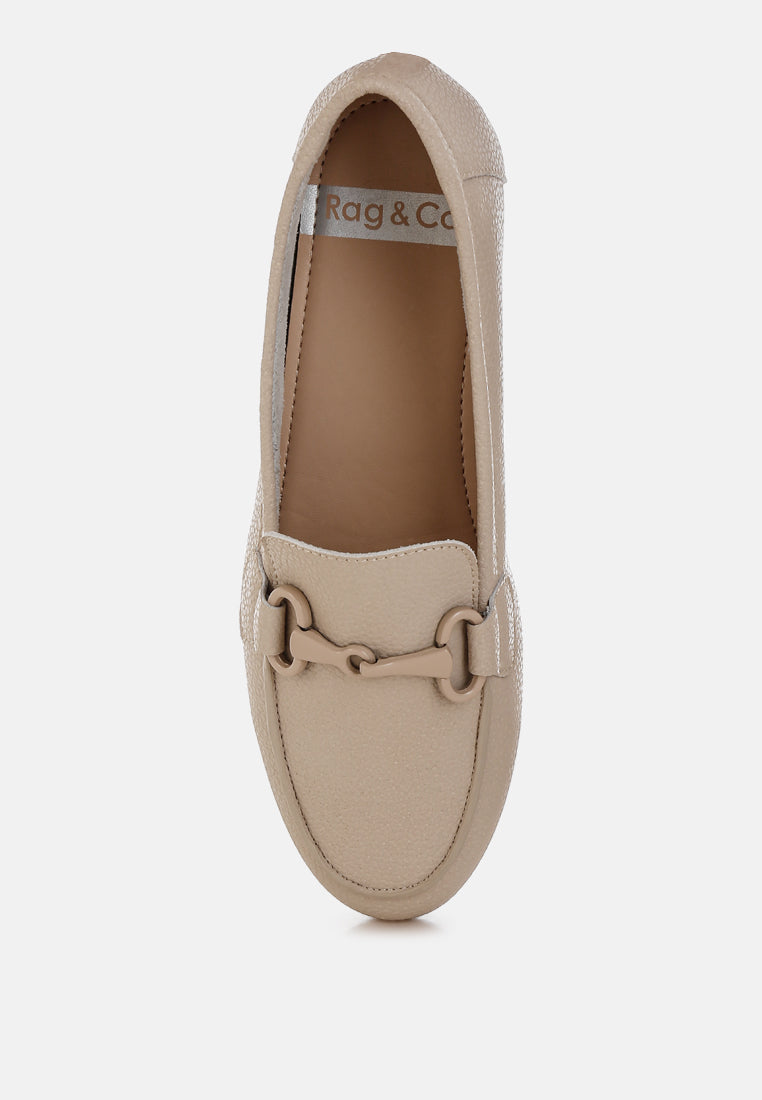  Taranis Monochromatic Horsebit Real Leather Loafers