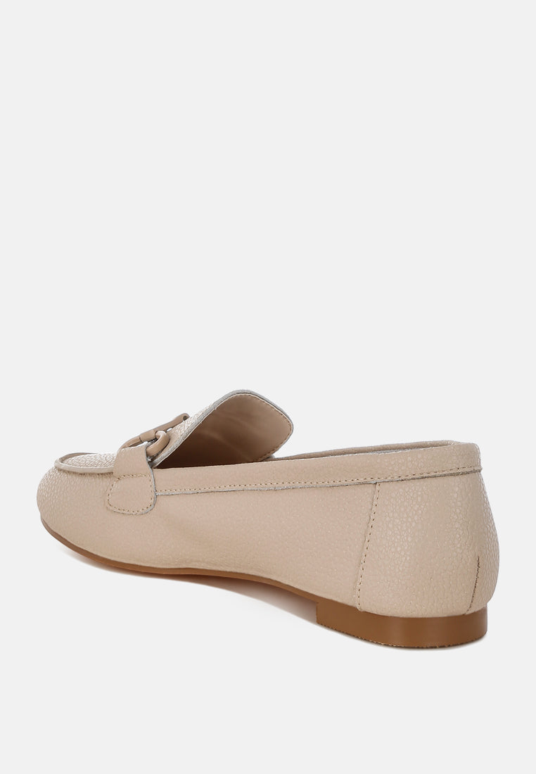  Taranis Monochromatic Horsebit Real Leather Loafers