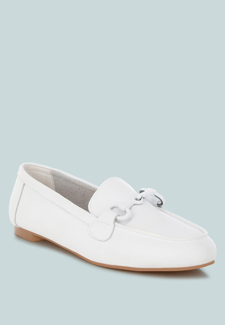  Taranis Monochromatic Horsebit Real Leather Loafers