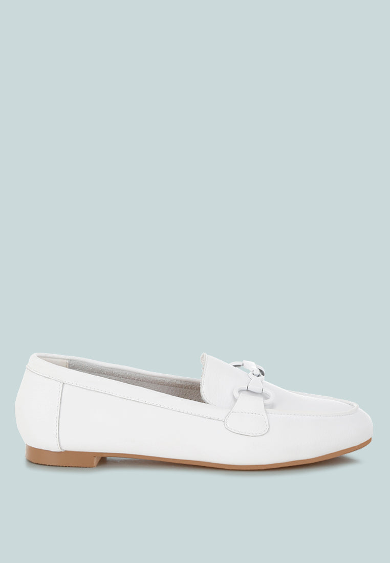 Taranis Monochromatic Horsebit Real Leather Loafers