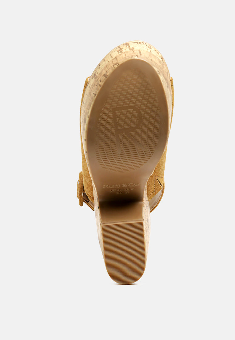  VENDELA Leather Slingback Platform Sandal In Tan