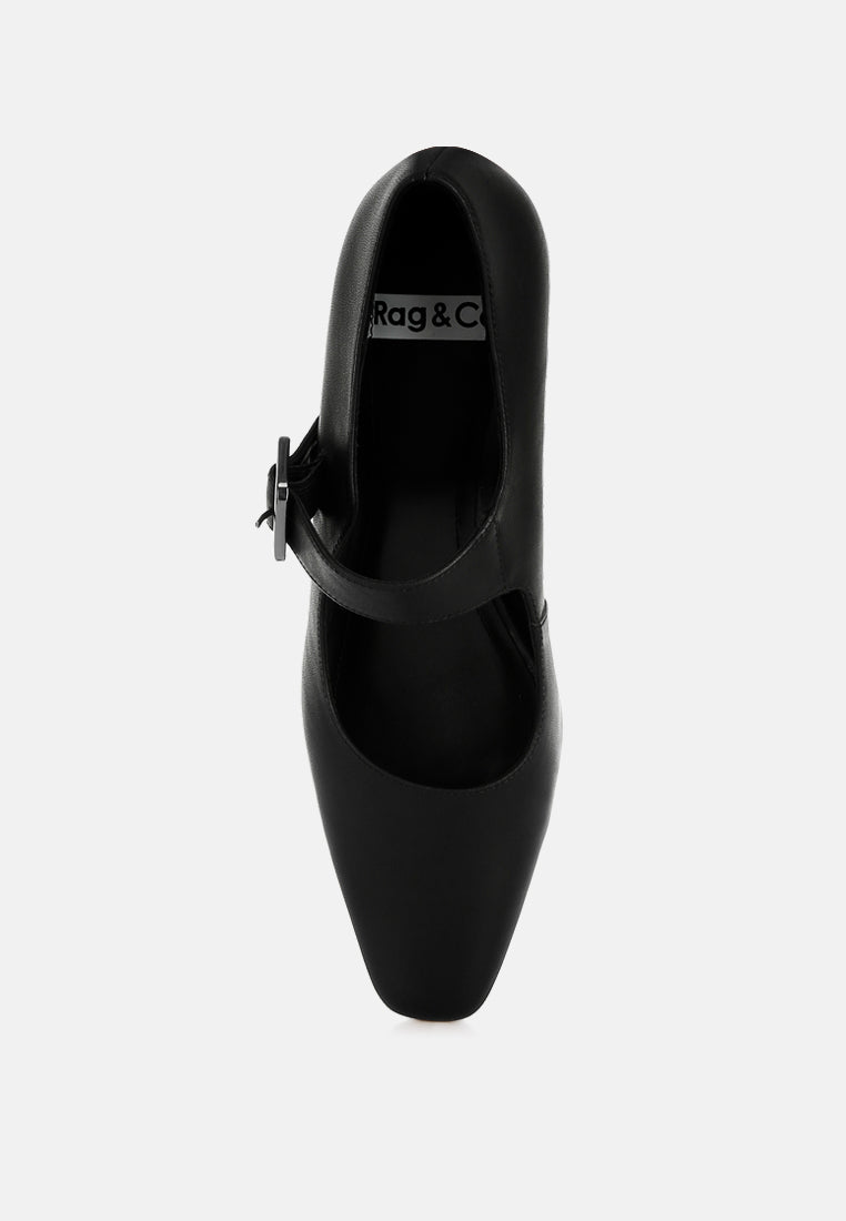  Vernis Genuine Leather Mary Jane Sandals