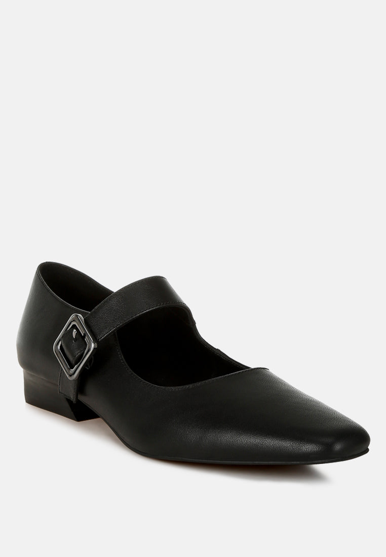 Vernis Genuine Leather Mary Jane Sandals