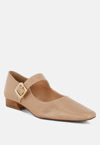  Vernis Genuine Leather Mary Jane Sandals