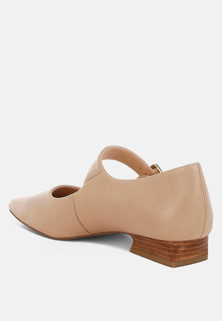  Vernis Genuine Leather Mary Jane Sandals
