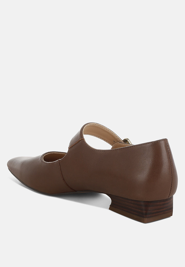  Vernis Genuine Leather Mary Jane Sandals